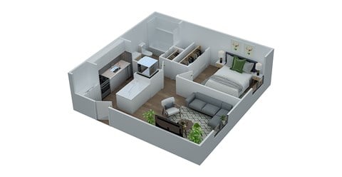 Floor plan for 1 bed, 1 bath, 470 sqft